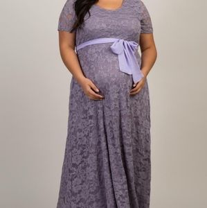 PinkBlush Lavender Lace Sash Tie Maternity Dress